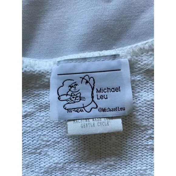 Michael Leu Sweater Size 1X Art Apparel Group Cotton Italian Scene V Neck - Picture 12 of 16